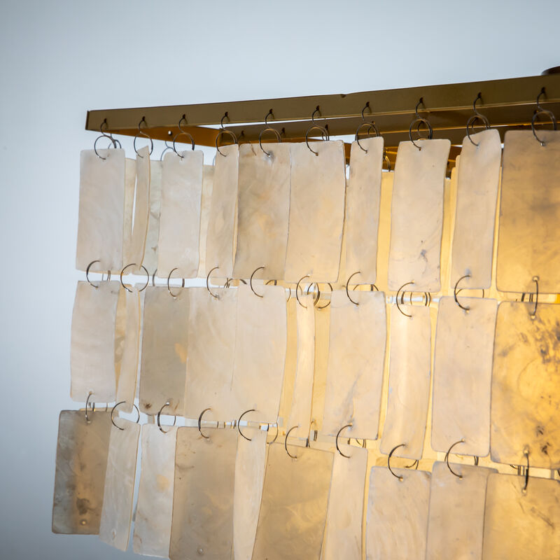 3-Light Unique/Statement Square Coastal Natural Capiz Shell Tiered Chandelier image number 3