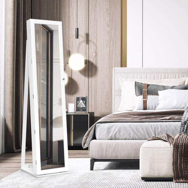 Hivvago Standing Lockable Jewelry Storage Organizer with Full-Length Mirror