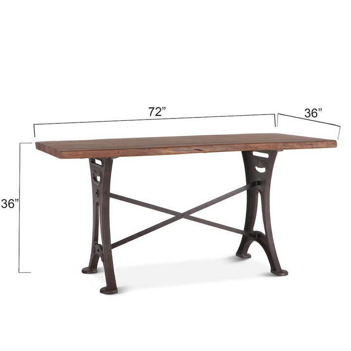 World Interiors Blayne 72-Inch Live Edge Gathering Table with Antique Zinc Base