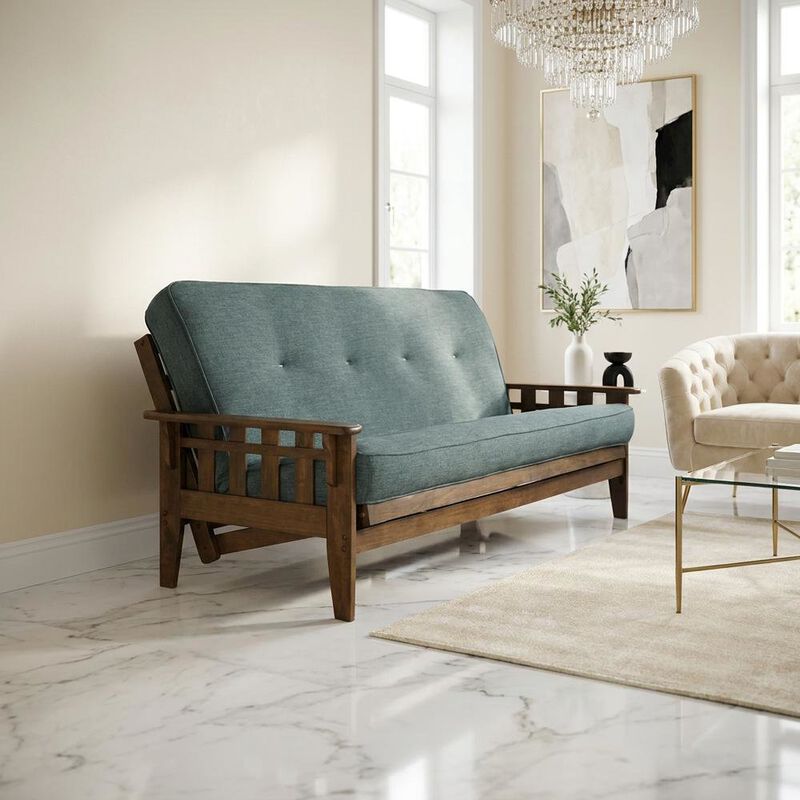Tucson Frame-Rustic Walnut Finish-Linen Aqua Mattress image number 8