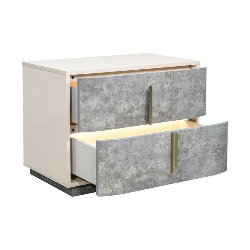 Michael Amini Pavira 2-Drawer Nightstand - Stone image number 4