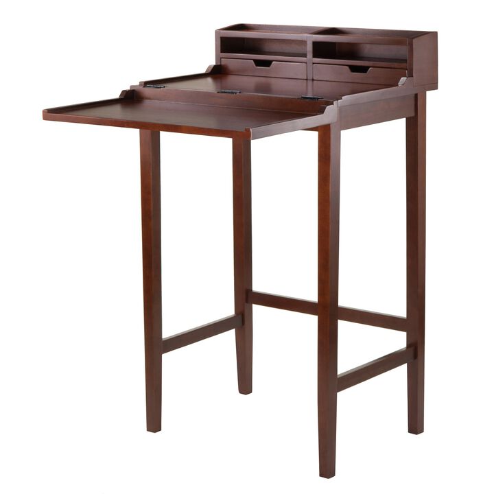 Brighton High Desk with 2 Drawers, Walnut