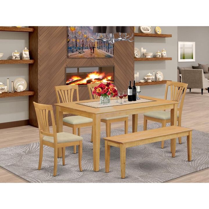 6 Pc Dinette set - Kitchen dinette Table and 4 Dining Chairs plus Wooden bench