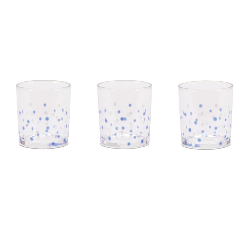 Set of 3 Dotted Glass Votive Candle Holders for Tabletop or Shelf Decor