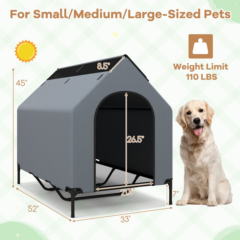 Outdoor Elevated Pet House with Ventilated Windows for Better Airflow
