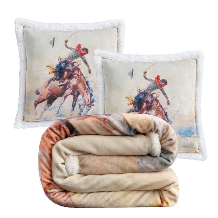 Buster Campfire Sherpa 3-Piece Throw Set