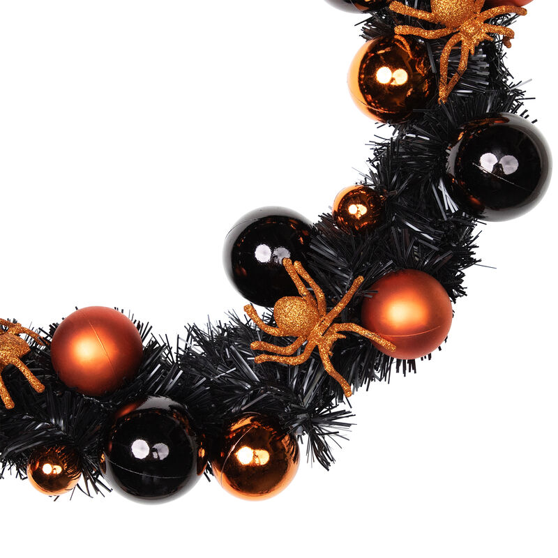 Orange Spiders and Ornaments Halloween Wreath  18-Inch  Unlit image number 2