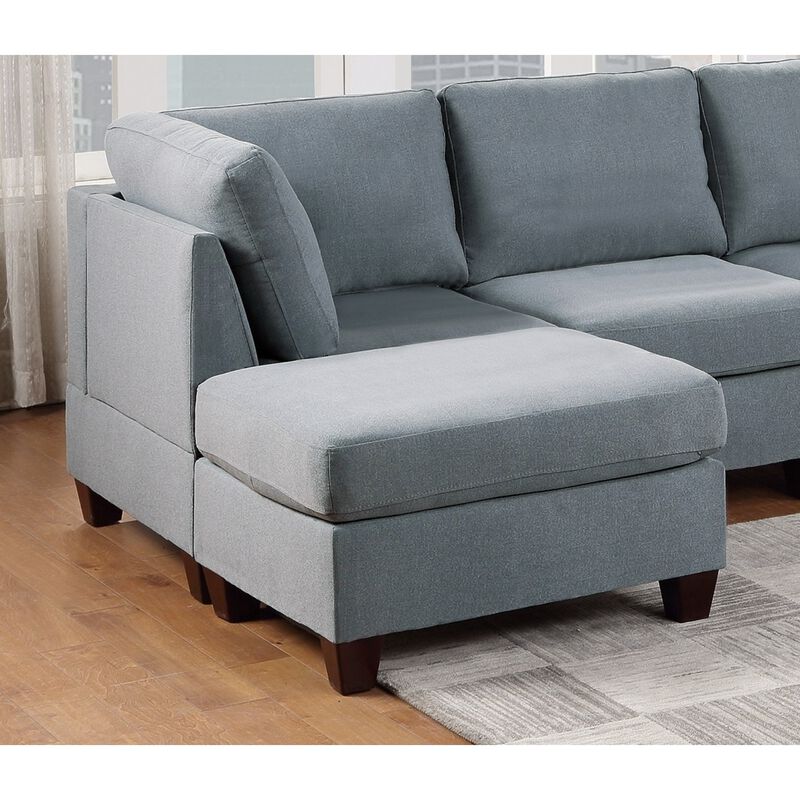 Streamdale Linen-Like Cocktail Ottoman with Wooden Legs image number 6
