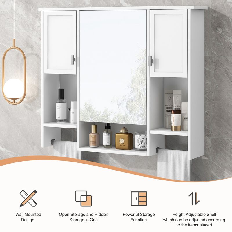 ELEMENT ACE Modern Wall Mounted Bathroom Storage Cabinet with Mirror and Towel Bar image number 6