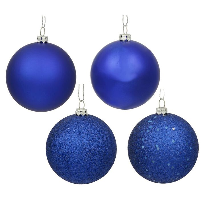 Vickerman 19614-2.75 Cobalt Matte Shiny Sequin Glitter Ball Christmas Tree Ornament (20 pack) (N590722)