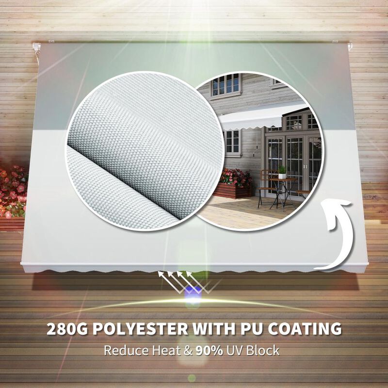 Hivvago 12' x 8' Patio Sun Shade Awning with Manual Operation image number 4