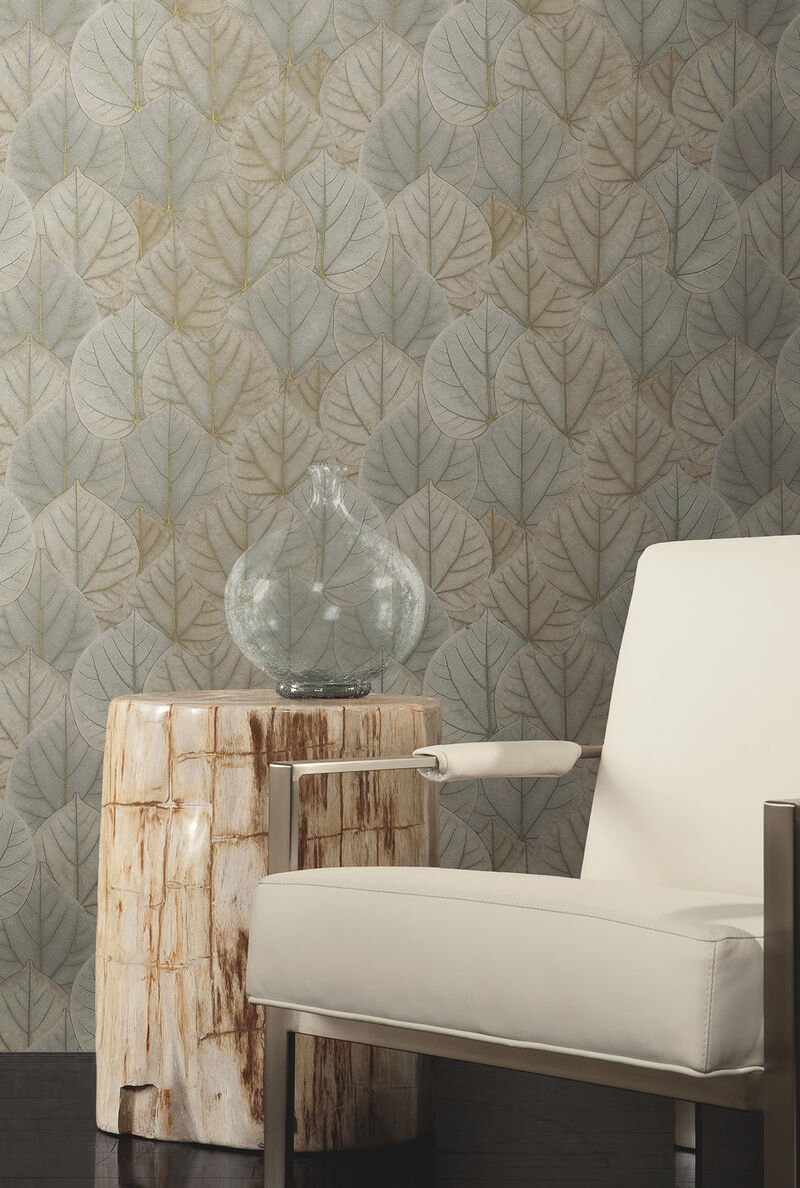 Leaf Concerto Warm Taupe Peel & Stick Wallpaper image number 2