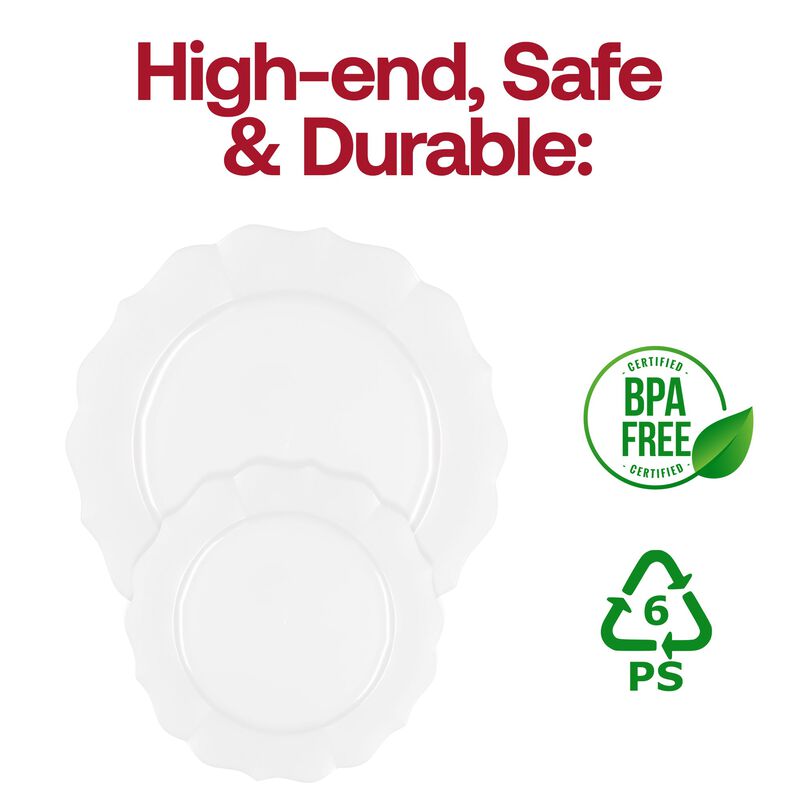 7.5" Pearl White Round Lotus Plastic Salad Plates (120 Plates) image number 4