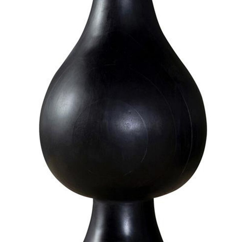 Niko 24 Inch Artisan Round Accent Table, Smooth Pedestal Design, Black Wood - Benzara