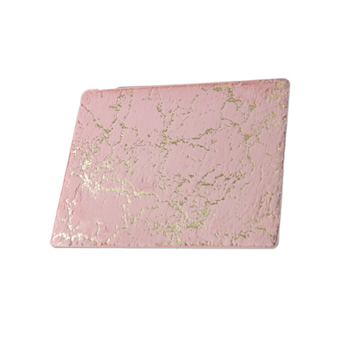 RT Designers Collection Galactic Rabbit Fur Premium Foam Rug 17" x 24" Blush with Gold Foil