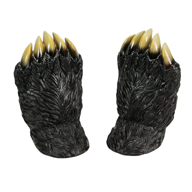 7 Inch Bear Paw Decorative Bookends Rustic Resin Shelf Organizer Cabin Home image number 2