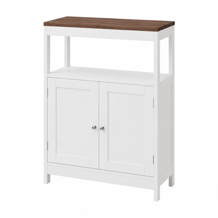 ELEMENT ACE Free-Standing Storage Cabinet with Double Doors, Adjustable Shelf, Natural Wood Top for Kitchen, Bathroom Home Spaces