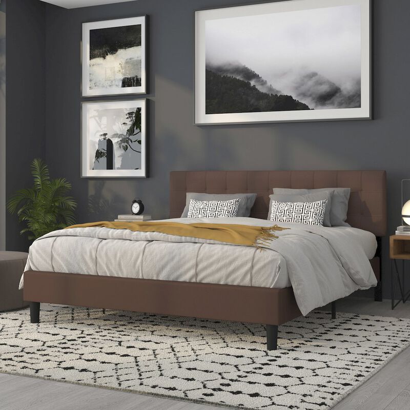 Flash Furniture Tufted Upholstered King Size Headboard in Dark Brown Fabric image number 7