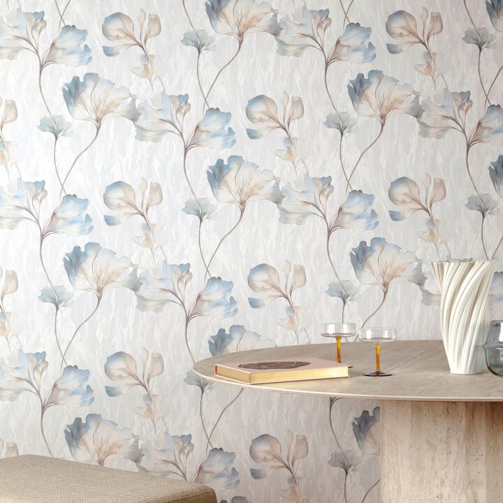 Very Classical Floral All-over Blue Wallpaper VE3307