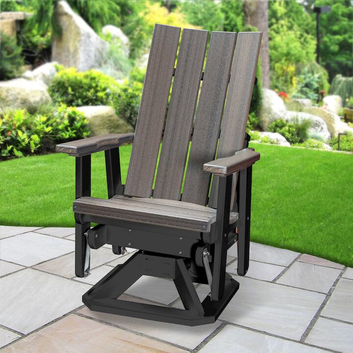 American Furniture Classics Brandon Swivel Glider in Coastal Gray on a Black Base