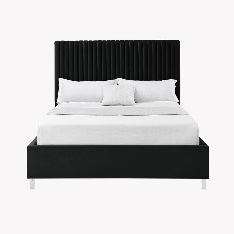 Inspired Home Jaylanie Velvet Platform Bed