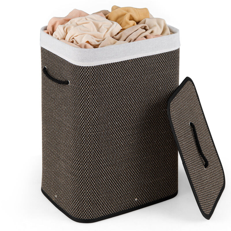 19 Gal Wicker Clothes Hamper with Removable Liner and Carry Handles image number 3