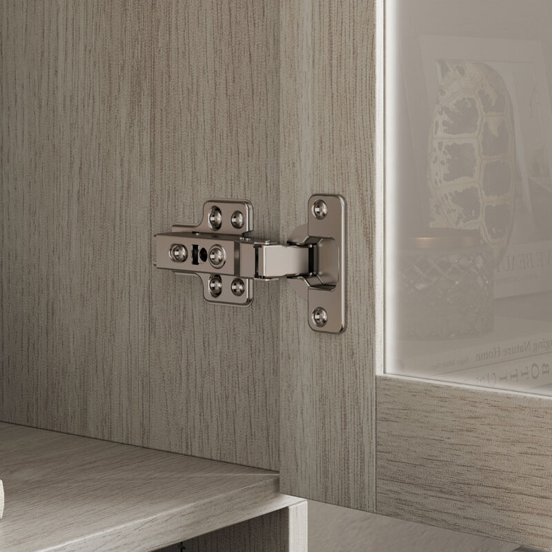 FUFU&GAGA Modern White Bookcase with Adjustable Shelves and Spacious Storage (31.5" W x 70.9" H x 15.7" D), Wood Grain Finish with Brass Pull Handles