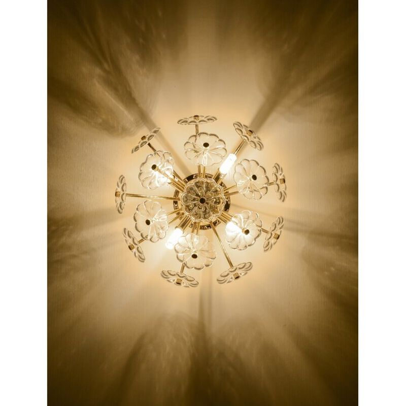 ELEMENT ACE Modern Flush Mount Ceiling Light with Electroplated Finish Glass Petal Lampshade for Bedroom Hallway Kitchen Living Room Nursery Indoor Lighting image number 3