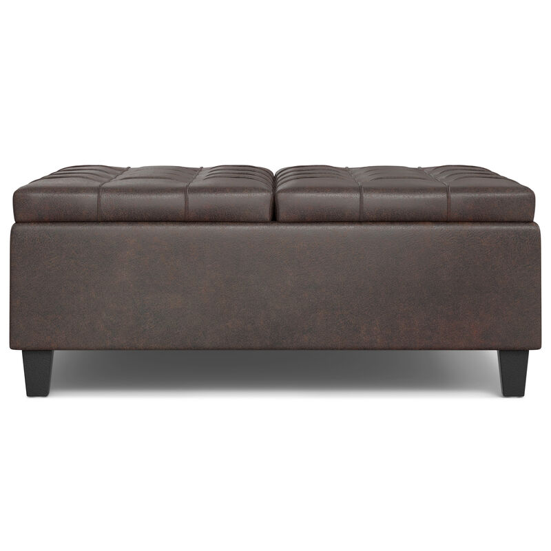Simpli Home Harrison Large Square Coffee Table Storage Ottoman image number 2