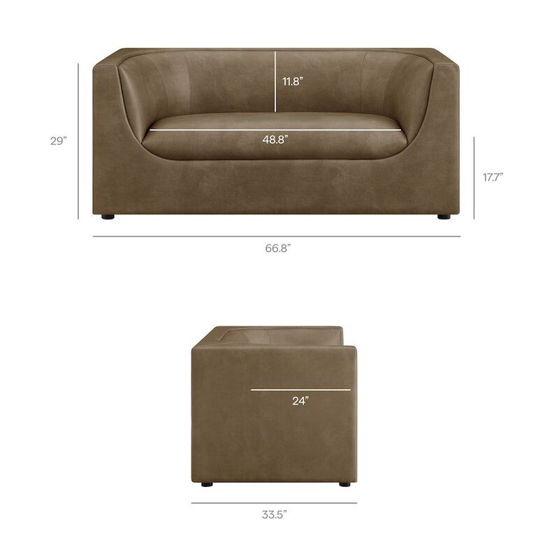 Hilda 67" Curved Back Vegan Leather Loveseat image number 2