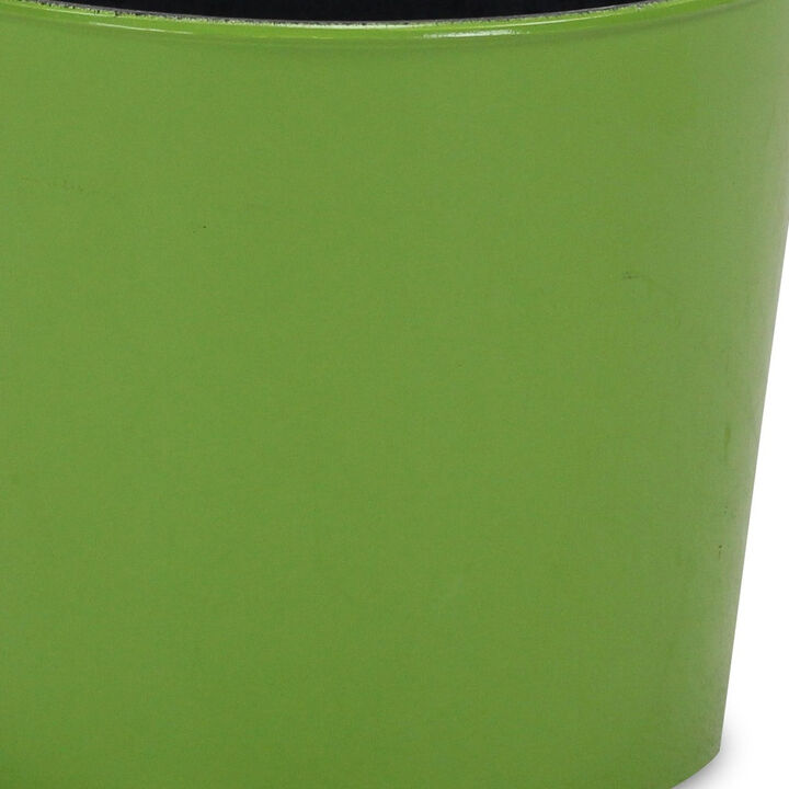 HomeRoots 7" Lime Green Recycled Plastic Indoor Outdoor Round Pot Planter