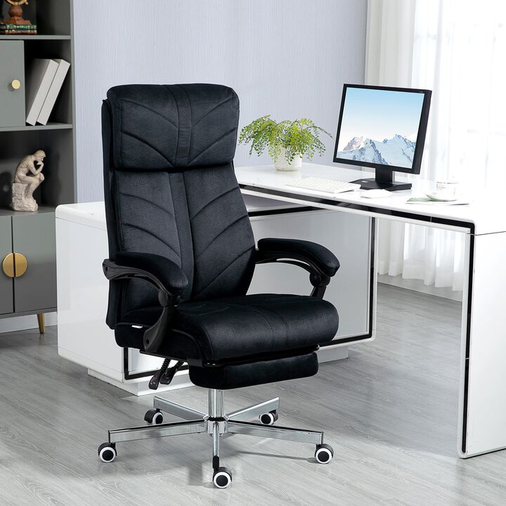 High-Back Office Chair Computer Desk Chair with Footrest Reclining Function and Adjustable Height Black