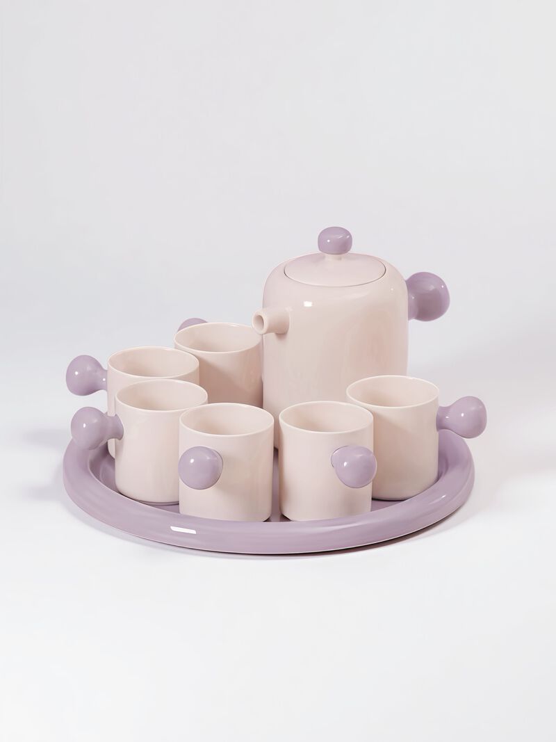Toffee  Ceramic Tea Pot Tea Cup Set of 8 Pcs with 1 pot, 1 tray & 6 cups image number 0