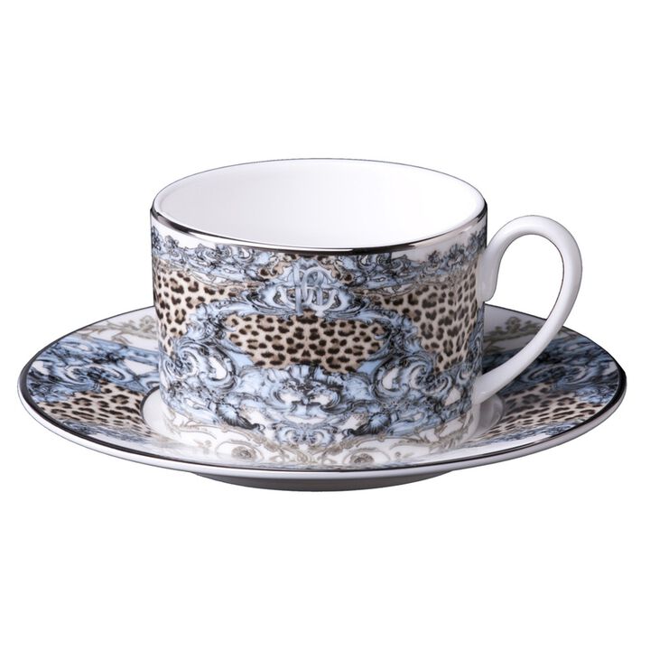 Tea Cup & Saucer PALAZZO PITTI Set of 2 in Luxury Box 3.3", H 2.3", cap. 7.5 oz, Saucer 6"