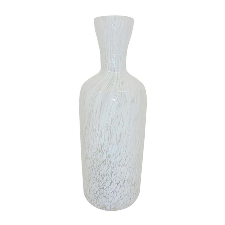 HomeRoots 12" Opal Swirl Art Glass Cylinder Table Vase