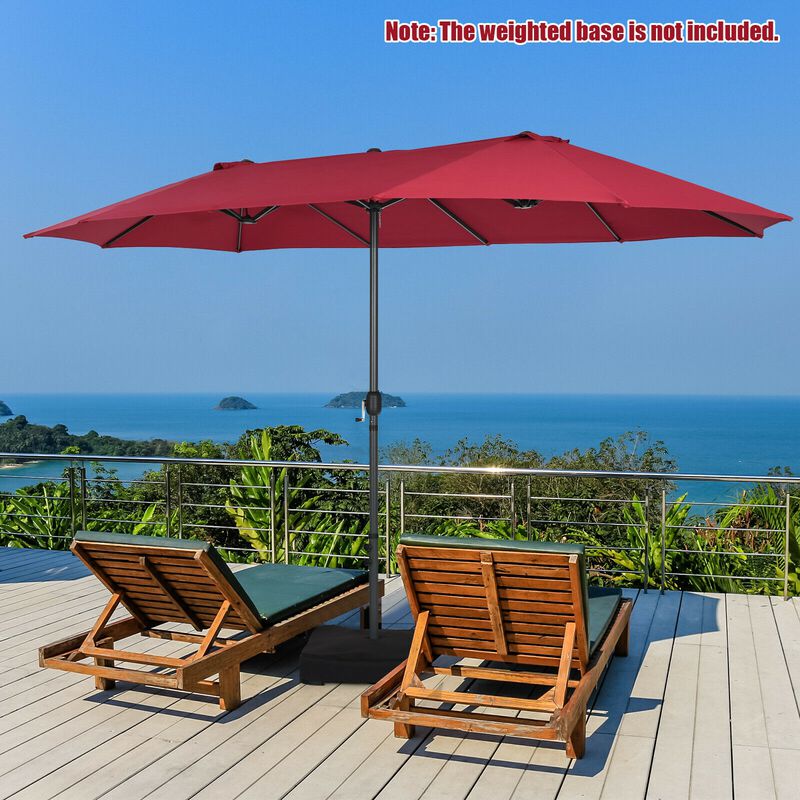 Extra-Wide Patio Umbrella &ndash; Dual Canopy with Crank Lift for Backyard or Garden