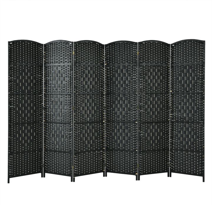 6.5Ft 6-Panel Weave Folding Fiber Room Divider Screen