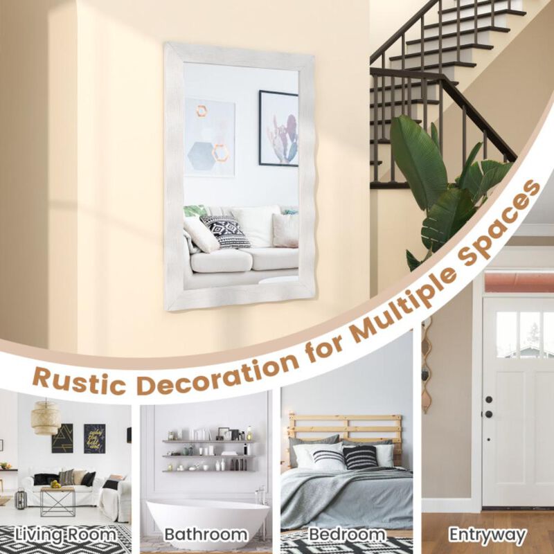 Hivvago Farmhouse Wall Mirror with Solid Wood Frame