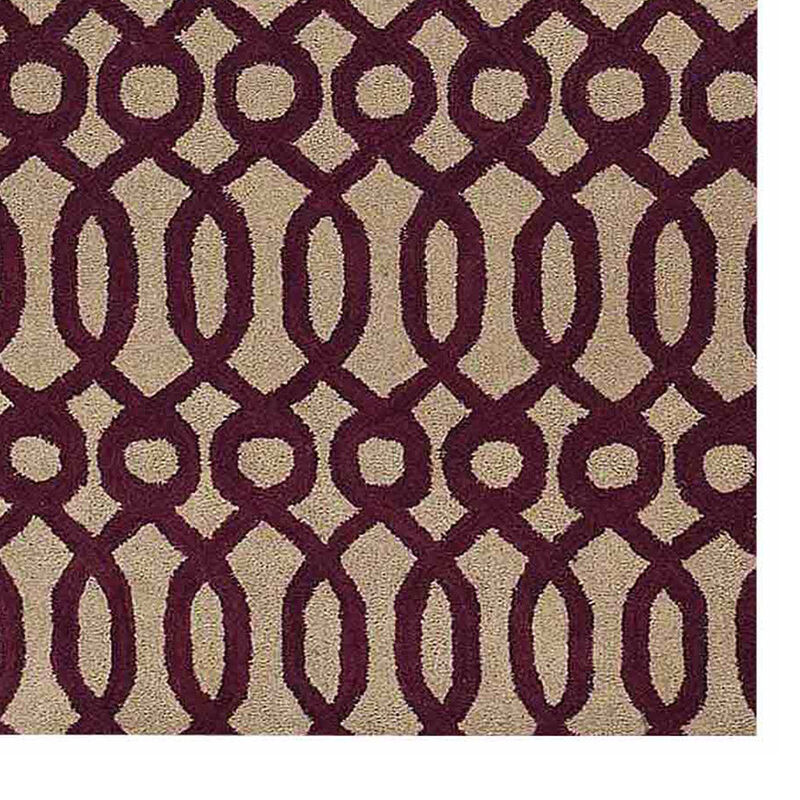 RUGSOTIC CARPETS HAND TUFTED WOOL ECO-FRIENDLY AREA RUGS  - 4'x6', Rectangle Shape, Cream & Purple, Contemporary Modern Design, High Pile Handmade Area Rugs for Living Room, Bed Room (K00734)