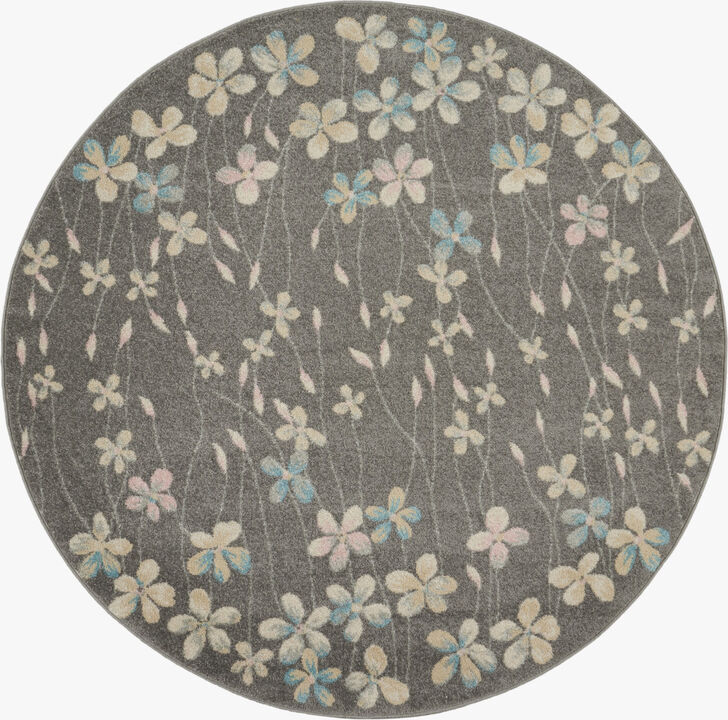 HomeRoots Floral Round Rug