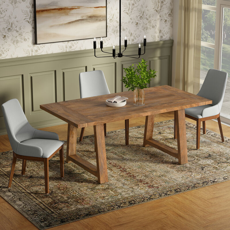 Whitley 72 inch Wide Solid Mango Farmhouse Dining Table in Burnt Wax