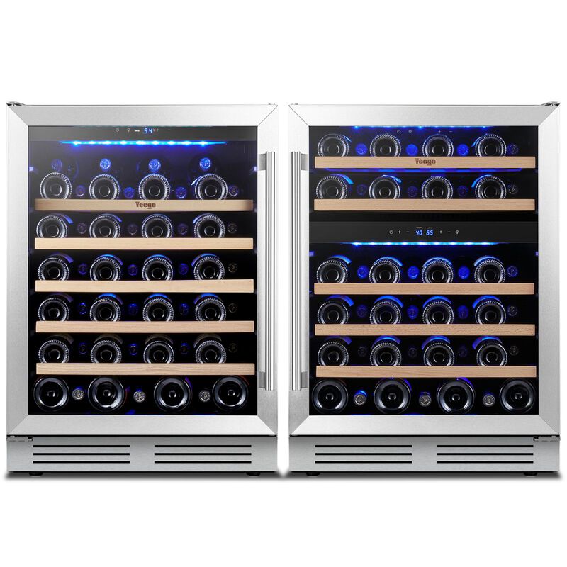 48 inch Wine Refrigerator cooler, Two 24'' Dual Zone Wine Cooler Fridge, Hold 98 Standard 750ml Wine Bottles Built-in image number 0