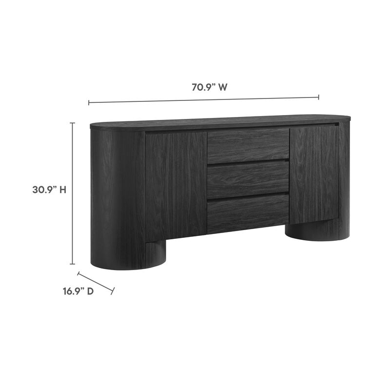 Duval 71" Rounded Sideboard Storage Cabinet image number 2