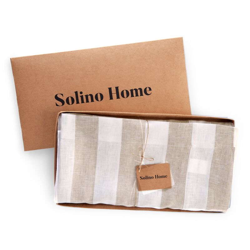 Solino Home 100% Pure Linen Tablecloth - Cabana Stripe