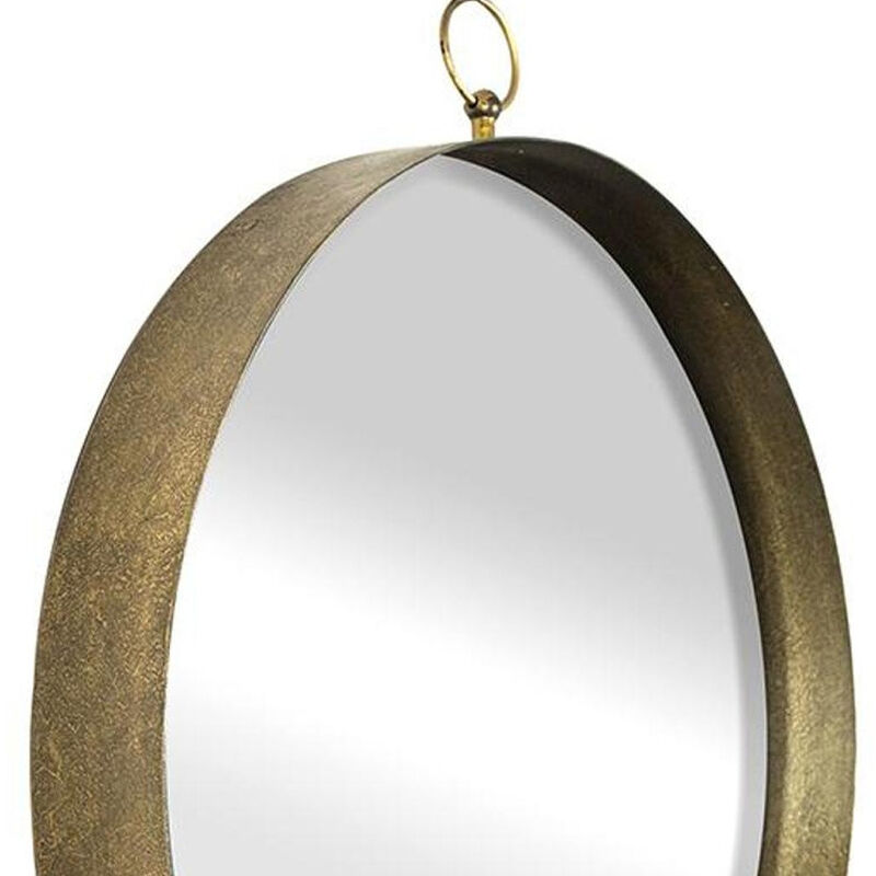 HomeRoots 28" Gold Round Iron Framed Accent Mirror image number 5