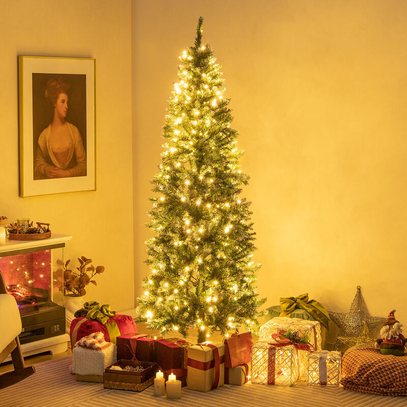 Pre-Lit Artificial Christmas Tree with Snowy Branch Tips for a Wintery and Festive Holiday Atmosphere image number 1