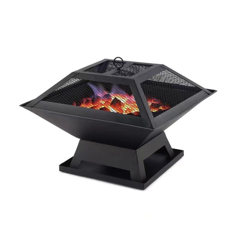 Garden Fire Pit & BBQ Grill &ndash; Portable Square Outdoor Heater with Wood Stove image number 0