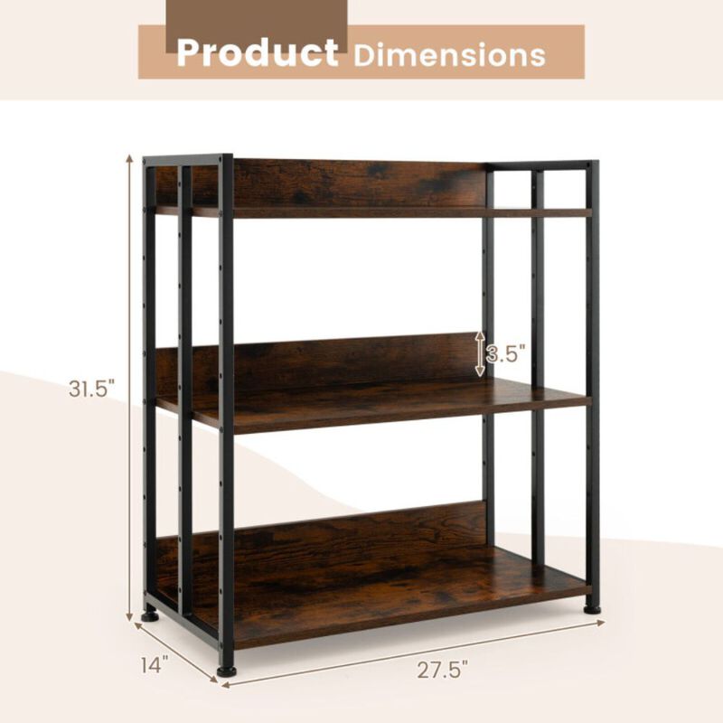 Hivago 3/5-Tier Industrial Bookshelf Storage Shelf Display Rack with Adjustable Shelves