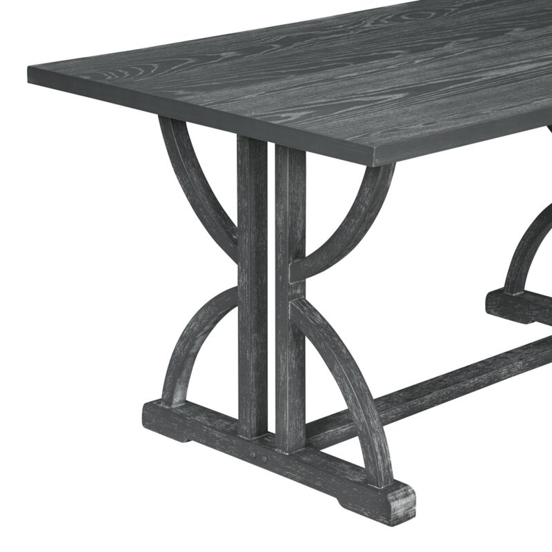 Poxtug Retro Farmhouse Rectangular Dining Set image number 7