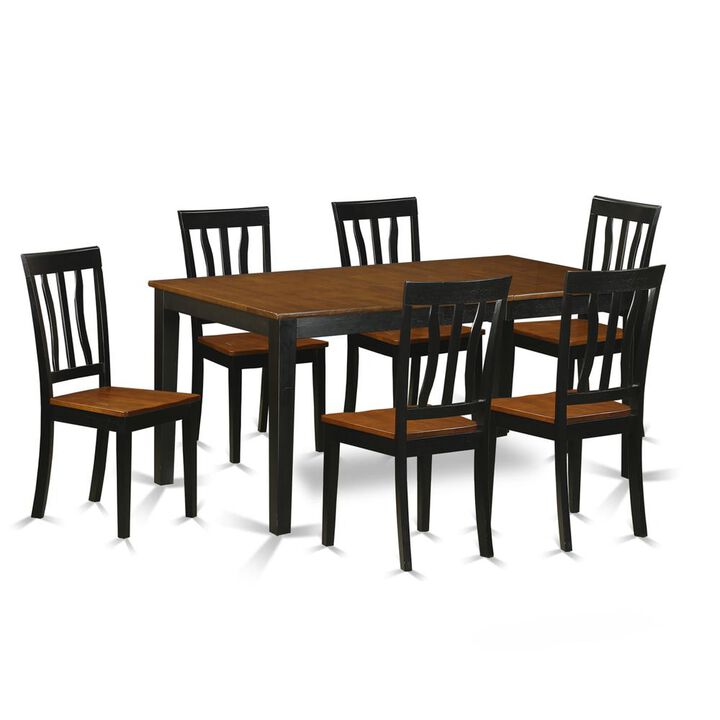 7 PC Kitchen Table set-Dining Table and 6 Wood Dining Chairs